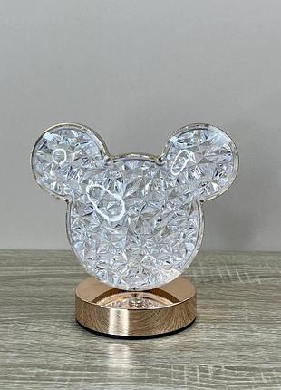 Декоративная led лампа mickey pc-8218 аккумуляторная настольная с кристальным эффектом и сенсорным управлением 3 режима свечения
