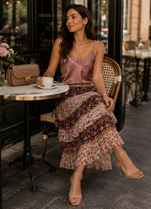 Шёлковая юбка бохо с воланами — romantic chic / natural silk