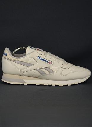 Кроссовки мужские reebok classic leather chalk alabaster кеды кожаные белые кремовые оригинал 43 р/28 см nike adidas puma lacoste new balance