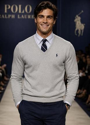 Пуловер чоловічий polo ralph lauren, сірий, l, 100% бавовна pima