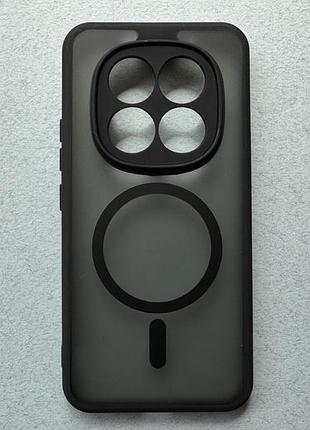 Poco m8 pro силиконовый чехол (бампер) с magsafe чёрный с полупрозрачной матовой задней частью