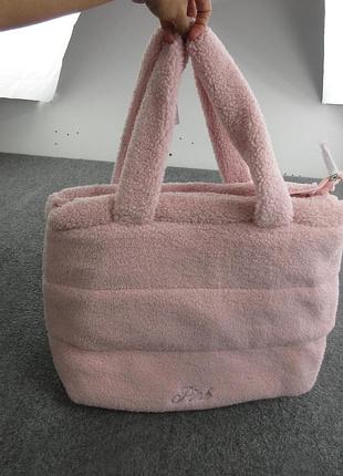 Сумка шоппер pink victoria's secret sherpa tote bag