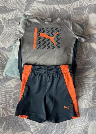 Дитячий костюм футболка шорти puma оригінал сірий помаранчевий синій