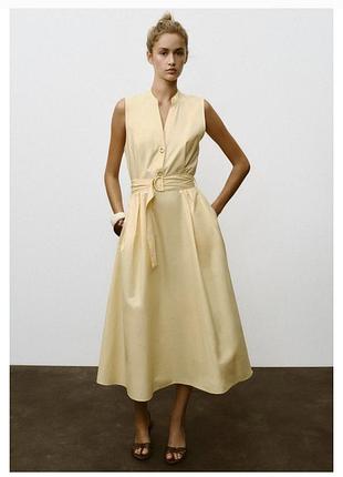 Поплиновое новое платье zara с поясом
