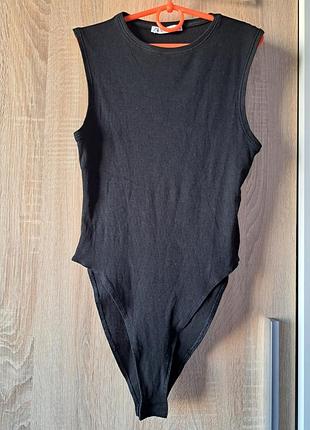 Базовое черное боди рубчик zara размер s