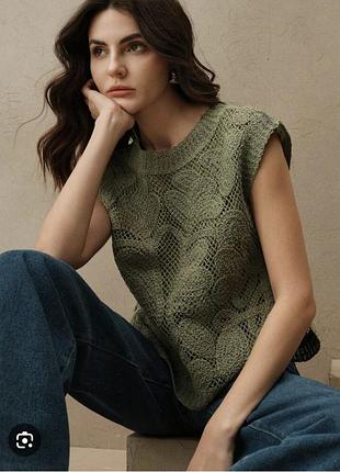 Стильный топ жилет из кружевая кроше zara