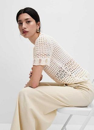 Ажурний в'язаний топ кроше з суміші бавовни від marks&spencer