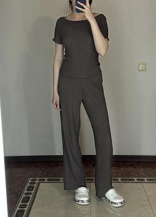 Літній коричневий/ шоколадний костюм h&m