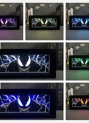 Многослойный ночник лампа светильник аниме марвел marvel venom веном эдди брок rgb
