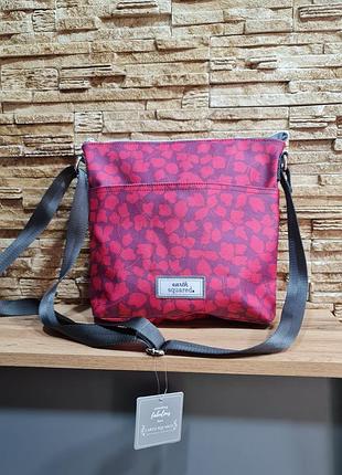 Женская новая сумка / red flower oil cloth messenger bag 5