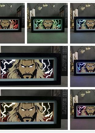 Многослойный ночник лампа светильник аниме марвел marvel тор thor rgb