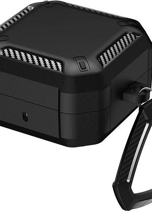 Чохол primo magnet lock rugged tpu для навушників samsung galaxy buds 4 / buds 4 pro з карабіном - black