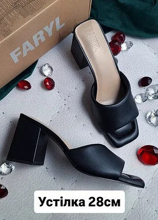 Faryl by farylrobin оригінал чорні шкіряні босоніжки сабо на підборах