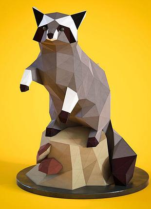 Paperkhan оригинальный подарок енот лиса лисица лис оригами papercraft 3d фигура развивающий набор антистрес