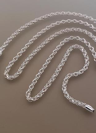 Серебряная цепочка женская детская ручеек, ширина 3 мм. тонкая цепочка из серебра для девушек 60 см
