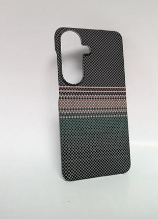 Чехол для samsung galaxy s26, pitaka style, magsafe, мягкий soft-touch, противоударный, карбон, серый