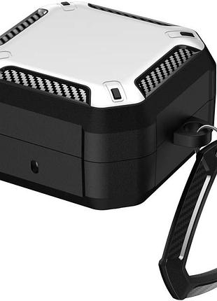 Чехол primo magnet lock rugged tpu для наушников samsung galaxy buds 4 / buds 4 pro с карабином - black/white