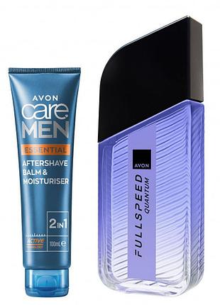 Чоловічий набір avon: full speed quantum 100 мл + бальзам після гоління 2в1 100 мл