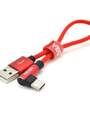 Кабель veggieg ut-20r type-c 2.4a 0.2м красный зарядка и передача данных для смартфонов и планшетов ve-33