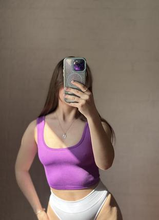 Топ на бретелях фіолетовий в рубчик xs fb sister