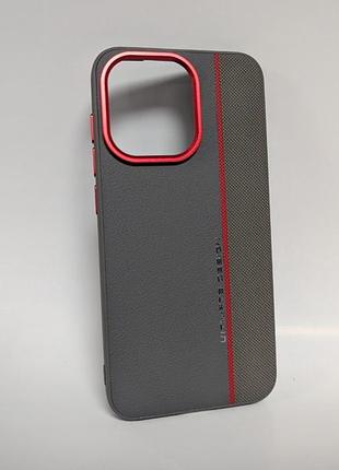 Чохол для oneplus 13s ultimate design / ультимейт дизайн, шкіряна текстура, металеві накладки, сірий