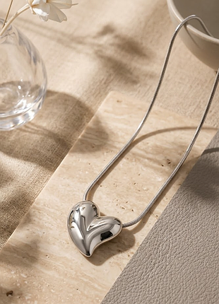Цепочка с массивным сердцем нержавеющая сталь stainless steel