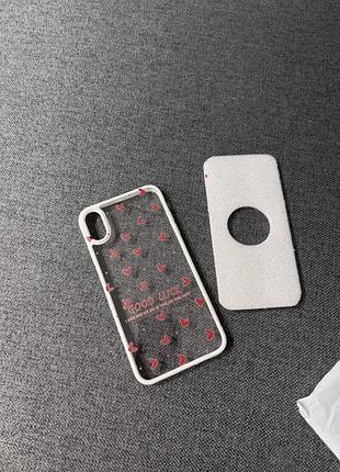 Прозорий силіконовий чохол для iphone xs max з принтом червоних сердечок та написом "good luck"