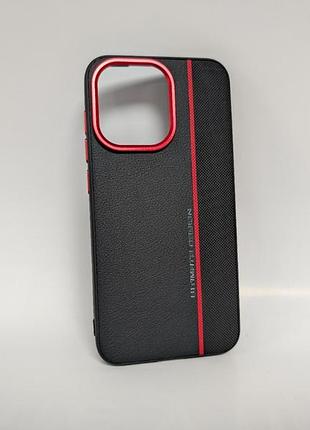 Чохол для oneplus 13s ultimate design / ультимейт дизайн, шкіряна текстура, металеві накладки, чорний