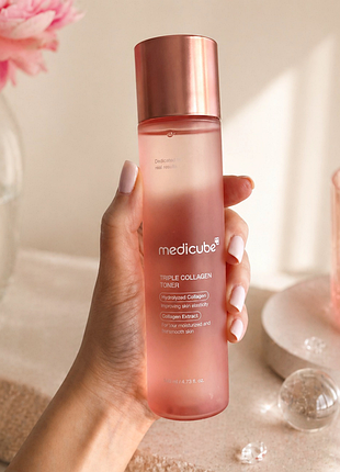 Medicube triple collagen тонер с 3-мя типами коллагена и гиалуроновой кислотой трехмерное увлажнение + упругость + сияние
