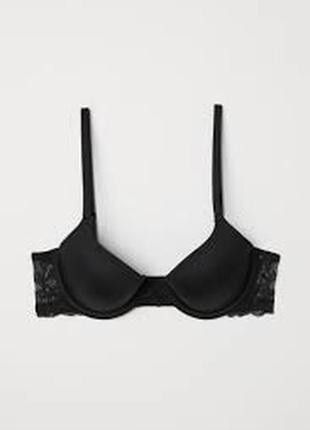 Гладкий черный бюстик с кружевными боками