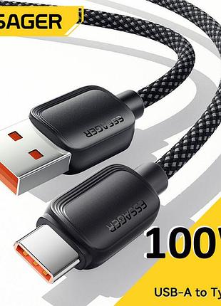 Кабель essager weilan usb-a - type-c 100w/7a fast charging cable 2м black