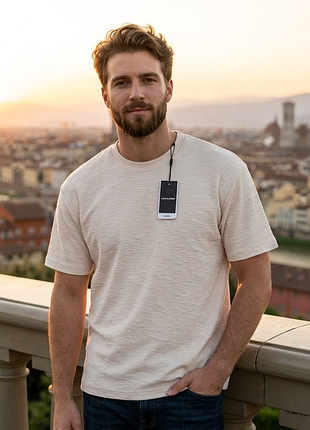 Плотная мужская футболка jack &amp; jones, р. l, loose fit, цвет зефир