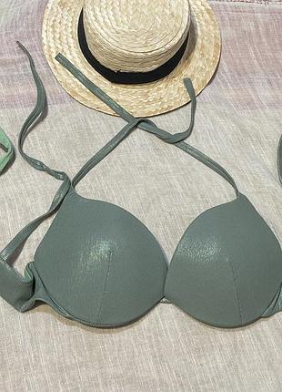 Calzedonia коротичный оливковый верх от купальника на завязках