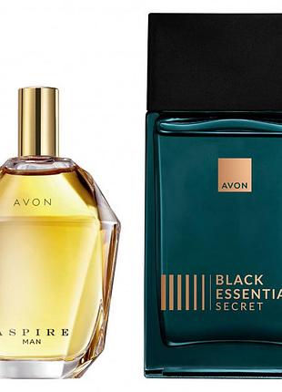 Мужской парфюмерный набор avon: aspire man 75 мл + black suede secret 100 мл