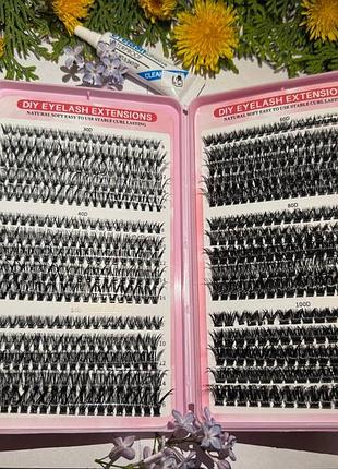 🎁пучковые ресницы накладные ресницы 640 шт+клей в 🎁