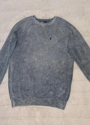 Polo ralph lauren мужской свитерик из хлопка эффект варенки в идеале размер 42 s👍