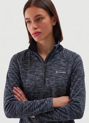 Жіноча спортивна кофта фліска columbia omni-wick quarter zip pullover у сіро-чорному кольорі