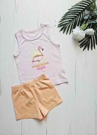 Летний костюм для девочки 110см, primark, нимечья, 4-5роков, комплект для девочки, майка+шорты детские, хлопок