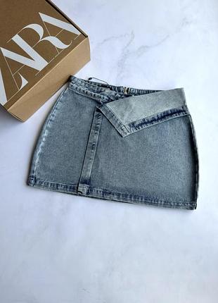 Джинсова юбка pretty little thing s-m джинсовая юбка шорты zara