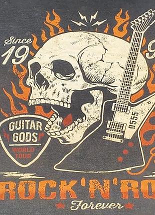 Vintage , 1996  - чоловіча футболка стильна велика neal skull flames print d555 rock`n`roll - темно -синя - 4xl