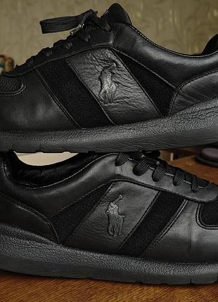 Мужские кроссовки polo ralph lauren men's cordell black leather sneaker