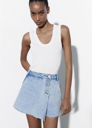 Женские джинсовые шорты-юбка варенка zara