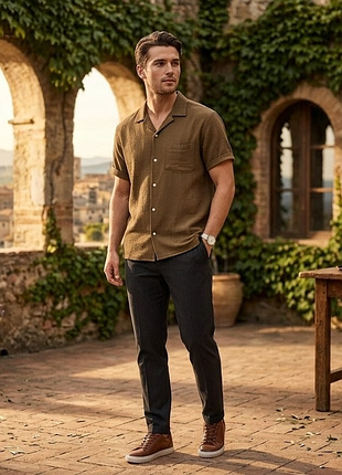 Летняя хлопковая рубашка jack &amp; jones 100% хлопок, relaxed fit