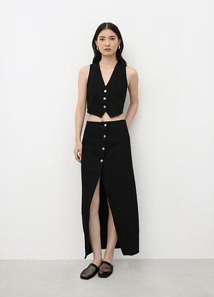 Джинсовый костюм zara юбка и жилет
