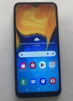 Смартфон samsung galaxy a20e a202f blue 3/32, 2019, з тріщинами на екрані