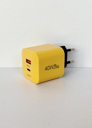 Швидка зарядка 40w pd 4.0 usb-a type-c мережевий адаптер быстрая зарядка блок питания