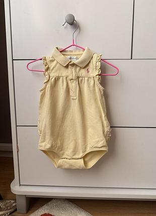 Бодік дитячий з рюшами для немовля 9місяців жовтого кольору ralph lauren