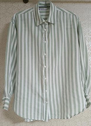 Женская рубашка рубашка блузка блуза stradivarius в полоску в составе лен linen лен лен в полоску, р.s