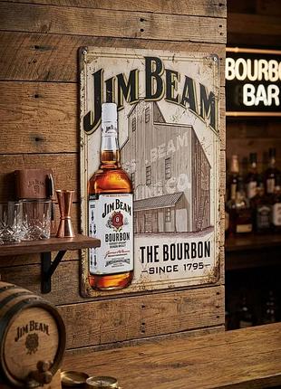 Металлическая винтажная табличка jim beam бурбон ретро постер виски, 14х20 см