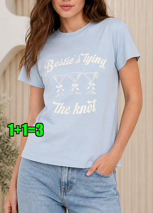 🤩1+1=3 нежная голубая женская футболка хлопок primark, размер 44 - 46